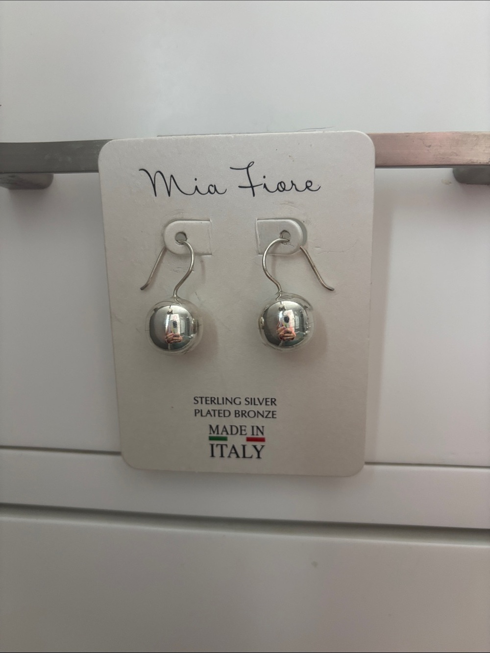 Mia Fiore Sterling Silver Plated Bronze Ball Drop Earrings - Silver